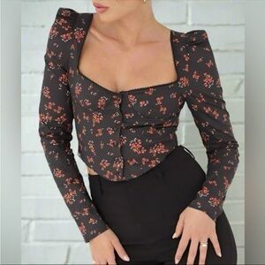Rumored Black Floral Corset Top